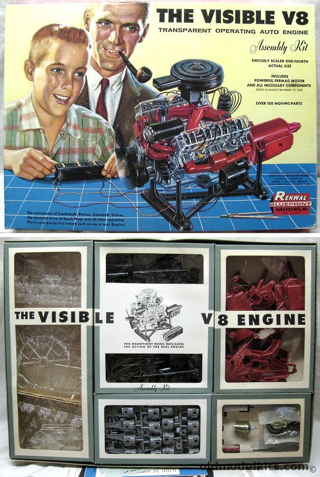Renwal 1/4 The Visible V8 (V-8) - Transparent Motorized Operating Auto Engine, 802 plastic model kit